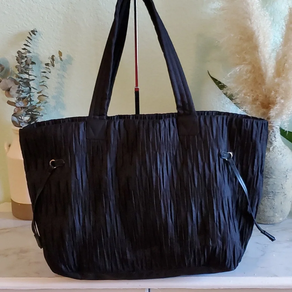 Victoria Secret black ruffles large tote bag